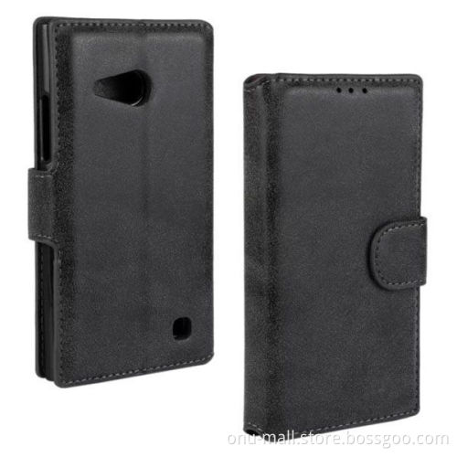 Frosted Wallet Style Phone Leather Flip Back Cover Case for Nokia Lumia 730